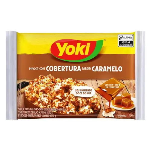 Pipoca Yoki sabor Cobertura de Caramelo 160g