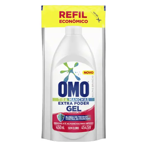 Tira Manchas Extra Poder Gel Roupas Brancas Refil Omo 450ml