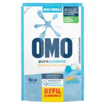 Lava Roupas líquido Hipoalergênico Puro Cuidado Refil Omo 900ml