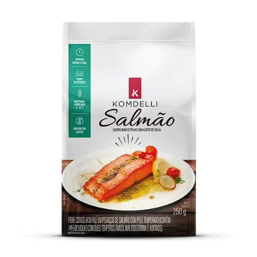 Filé de salmão com pele temperado Komdelli 250g