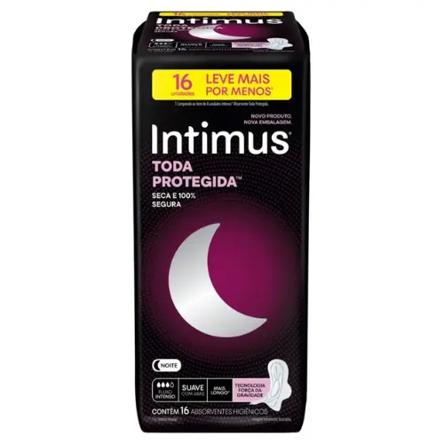 Absorvente Noturno Intimus com abas Cobertura suave 16 unidades