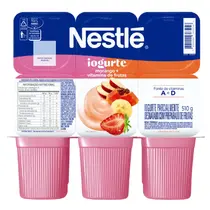 Iogurte Morango + Vitamina de Frutas Nestlé Bandeja 510g 6 Unidades
