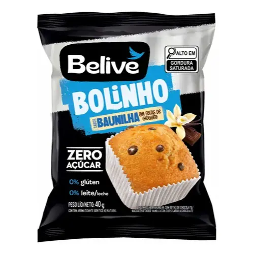 Bolinho de Baunilha Sem Açúcar Sem Glúten Sem Leite Belive 40g