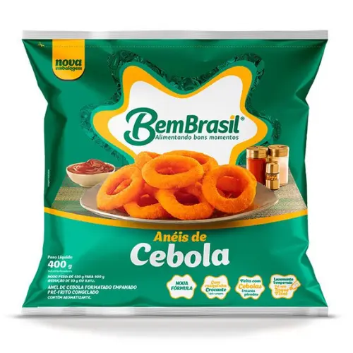 Anéis de cebola empanados congelados Bem Brasil 400g