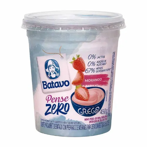 Iogurte de Morango Grego Pense Zero Batavo 450g
