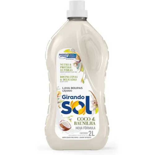 Girando Sol Lava Roupas Líquido Coco Baunilha 2l