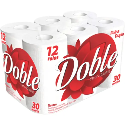 Papel Higiênico Doble Folha Dupla 30m com 12 unidades