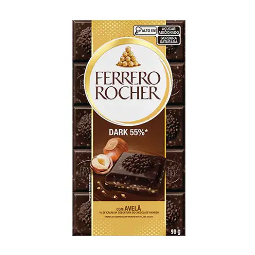 Barra de chocolate amargo com avelãs Ferrero Rocher 90g
