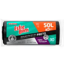 Saco para Lixo em Rolo Preto Esfrebom Bettanin 50 L