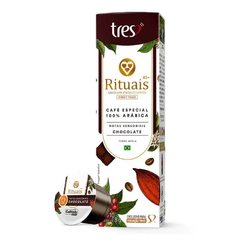 Cápsulas 3 Corações Rituais Chocolate com 10 cápsulas