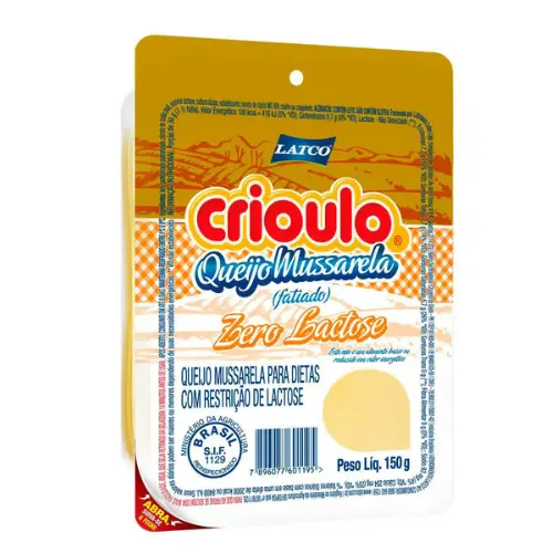 Queijo Crioulo Mussarela Zero Lactose Fatiado 150g