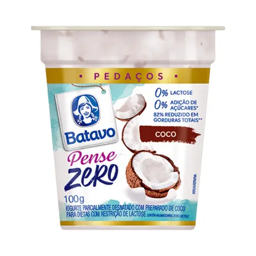 Iogurte Batavo Pense Zero Coco com Pedaços Pote 100g