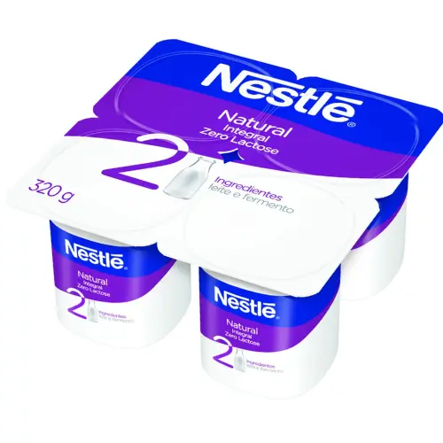 Iogurte Integral Natural Zero Lactose Nestlé Bandeja 320g 4 Unidades