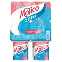 Iogurte Morango Zero Lactose Molico Bandeja 360g 4 Unidades