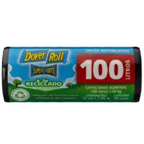 Sacos para Lixo em Rolo Preto Super Forte Reciclado Dover-Roll 100 Litros 10 unidades