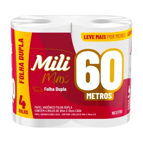 Papel Higiênico Mili Sensitive / Max Folha Dupla com 60 metros