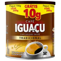 Café Solúvel Iguaçu Tradicional Lata Leve 200g, Pague 190g